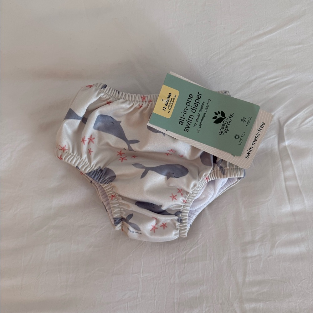 NWT Green Sprouts Whale Print Swim Diaper Cover